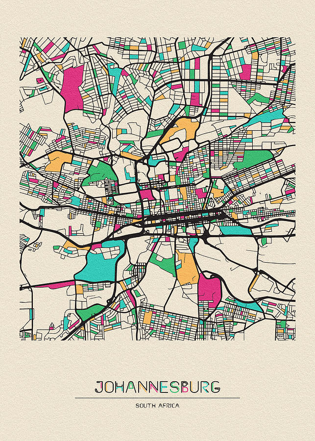 Johannesburg City Map Drawing