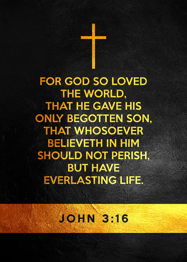 John 3 16 Bible Verse Digital Art by AB Concepts