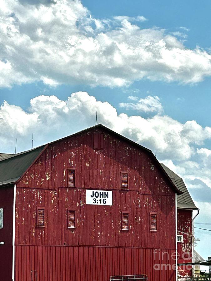 John 3 -16  Red Barn Photograph by Jeffrey Koss