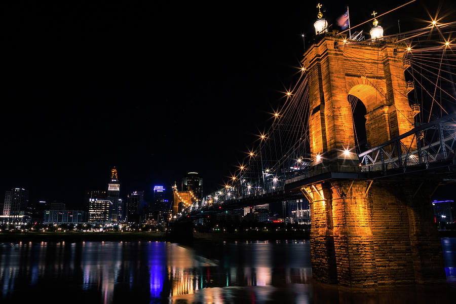 Cincinnati Photograph - John A Roebling Bridge  by John Daly