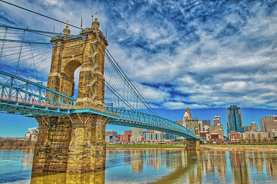 Cincinnati Photograph - John A. Roebling Suspension Bridge by Barry Fowler