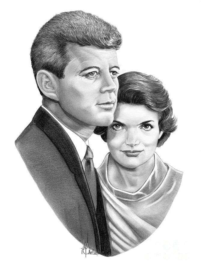 John and Jackie Kennedy Drawing by Murphy Art Elliott - Pixels