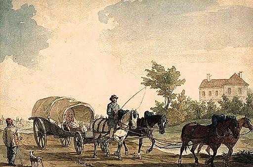 John Augustus Atkinson A Belgian Waggon With Four Horses Painting