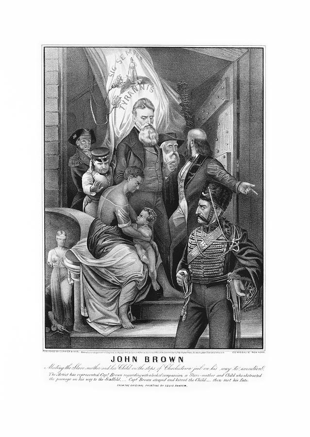 John Brown On His Way To Execution - Currier And Ives Lithograph - 1863 Drawing by War Is Hell Store