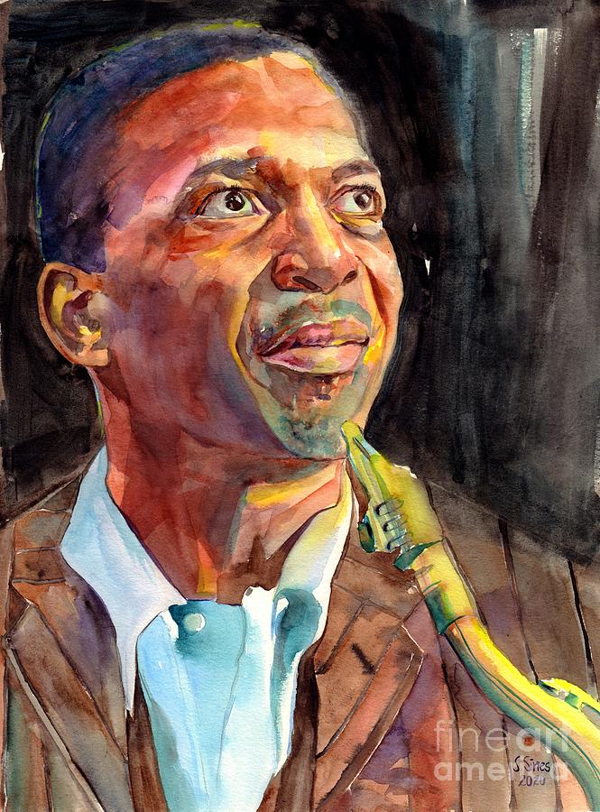 John Coltrane Painting - John Coltrane Portrait by Suzann Sines