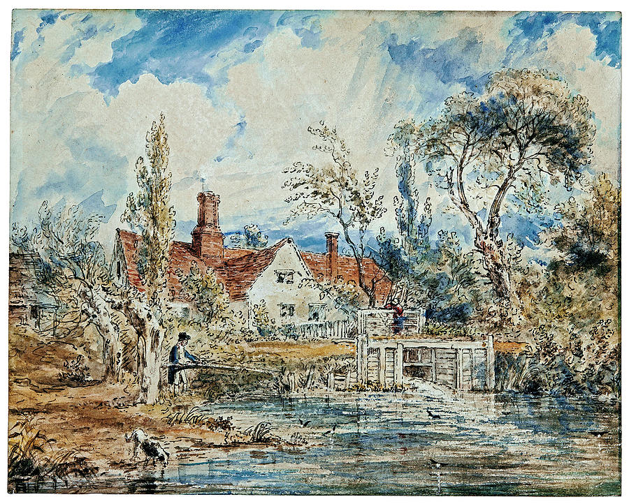 John Constable Ra A Watermill Painting