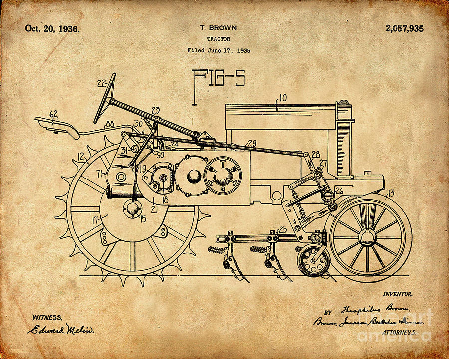 Official John Deere Tractor US Patent Art Print Vintage Antique Farm 406 