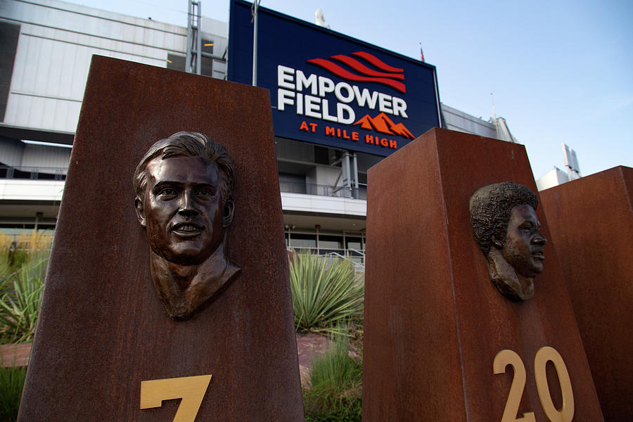 John Elway bust outside Empower Field at Mile High Stadium in Denver Colorado Photograph by Eldon McGraw