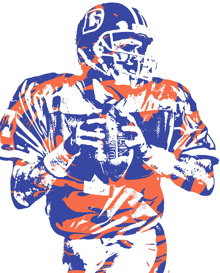 John Elway Denver Broncos Art Beach Towel by Joe Hamilton - Fine Art America