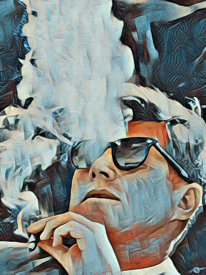 John F Kennedy Cigar and Sunglasses Painting 3 Painting by Tony Rubino