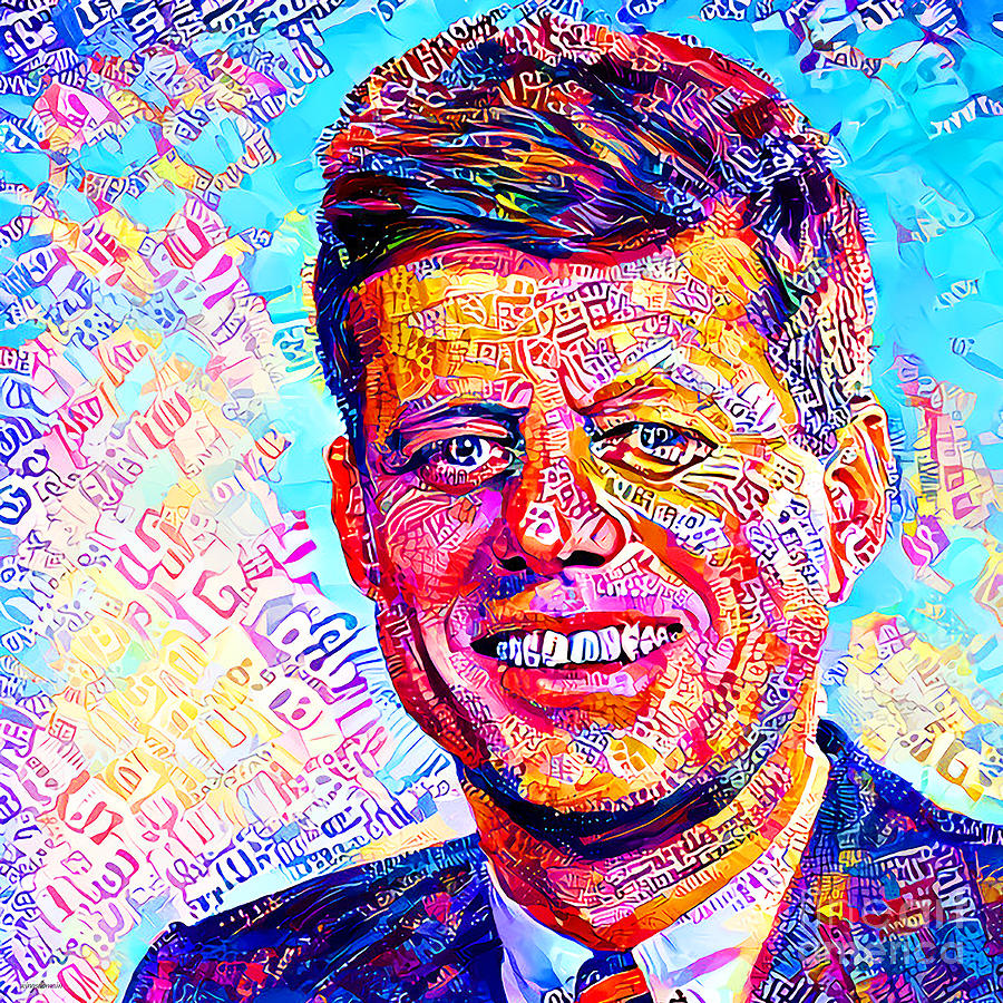 John F Kennedy Photograph - John Fitzgerald Kennedy JFK In Vibrant Modern Contemporary Urban Style 20210715 square by Wingsdomain Art and Photography