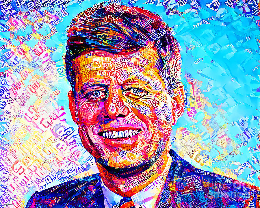John F Kennedy Photograph - John Fitzgerald Kennedy JFK In Vibrant Modern Contemporary Urban Style 20210715 v2 by Wingsdomain Art and Photography