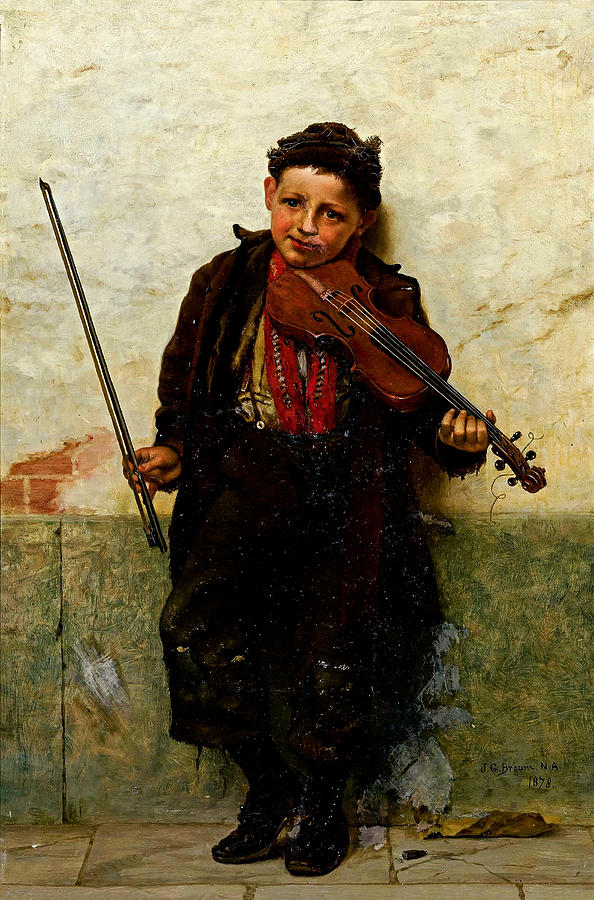 John George Brown 1831 1913 Street Musician 1878 2 Painting