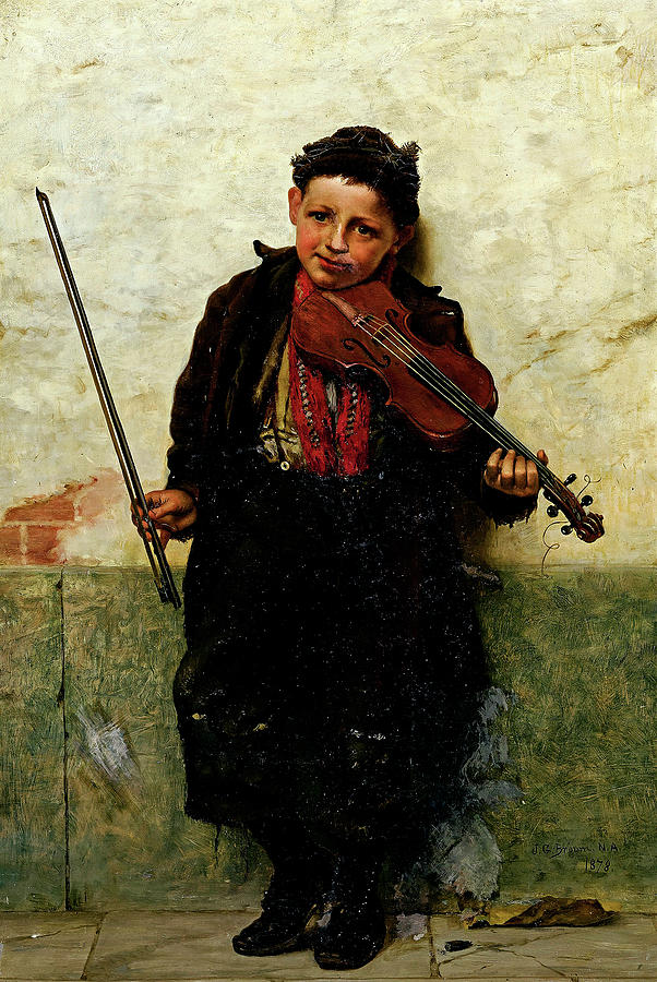 John George Brown 1831 1913 Street Musician 1878 Painting