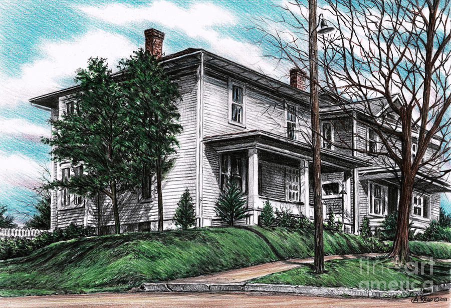 John Glenns house Color version Drawing by Andrew Read