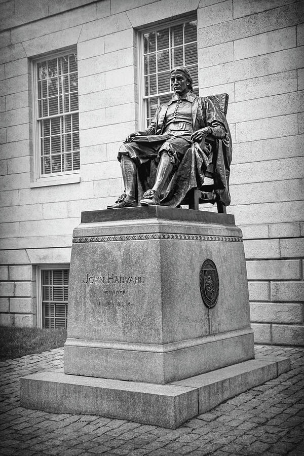 John Harvard Harvard Yard Cambridge Massachusetts Black and White Photograph by Carol Japp