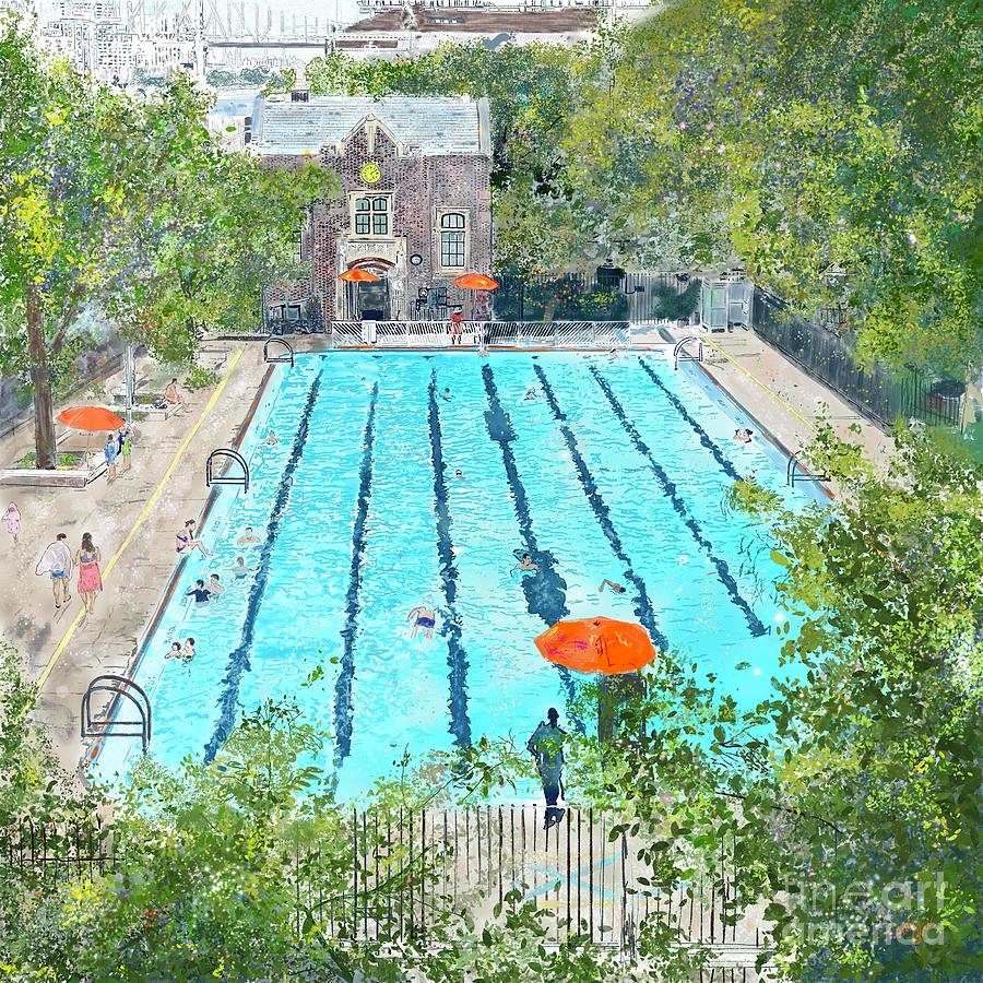 John Jay Pool, NYC Painting by Beth Saffer