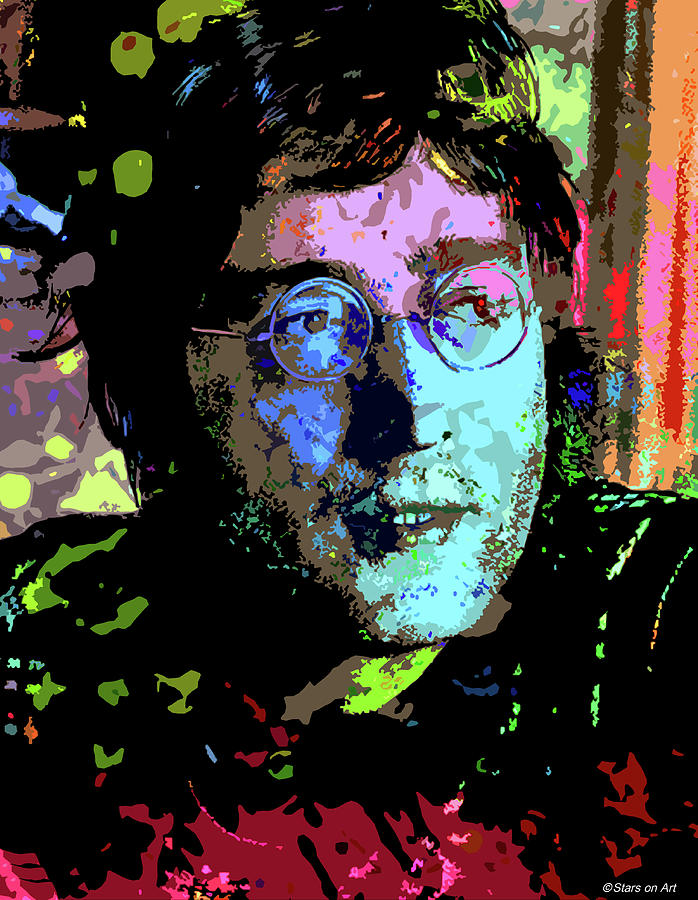 John Lennon - 3 psychedelic portrait Digital Art by Movie World Posters