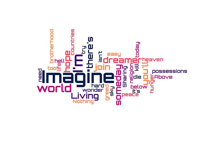 John Lennon - Imagine Lyrical Cloud Digital Art by Susan Maxwell Schmidt