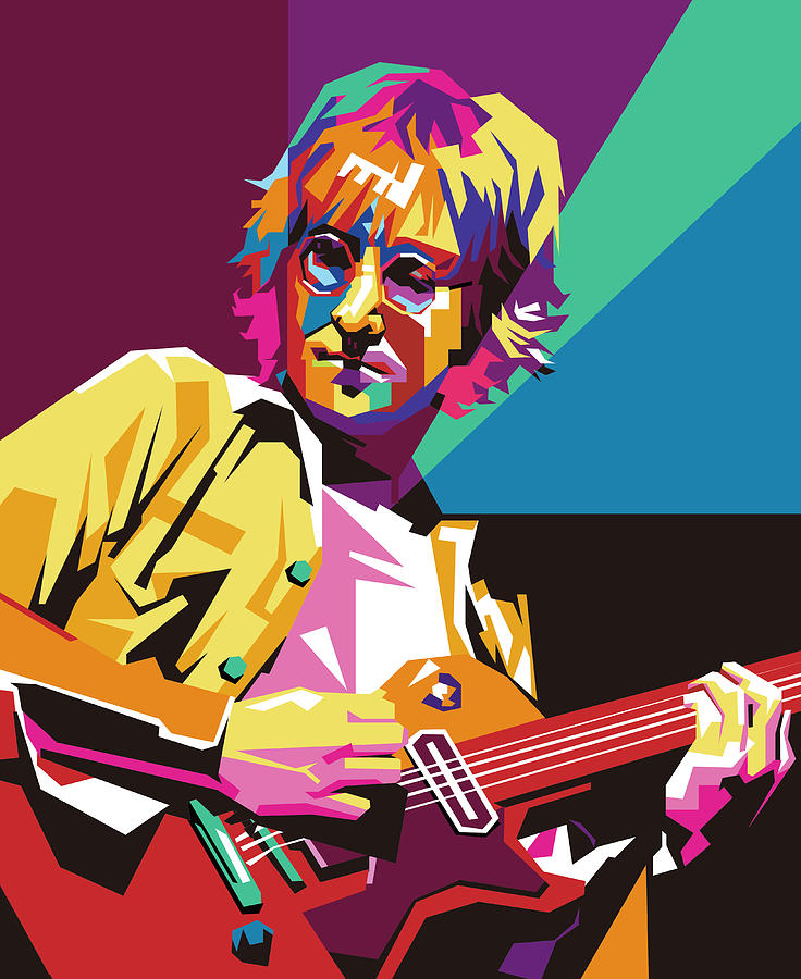 John Lennon Playing Guitar Wpap Pop Art Digital Art