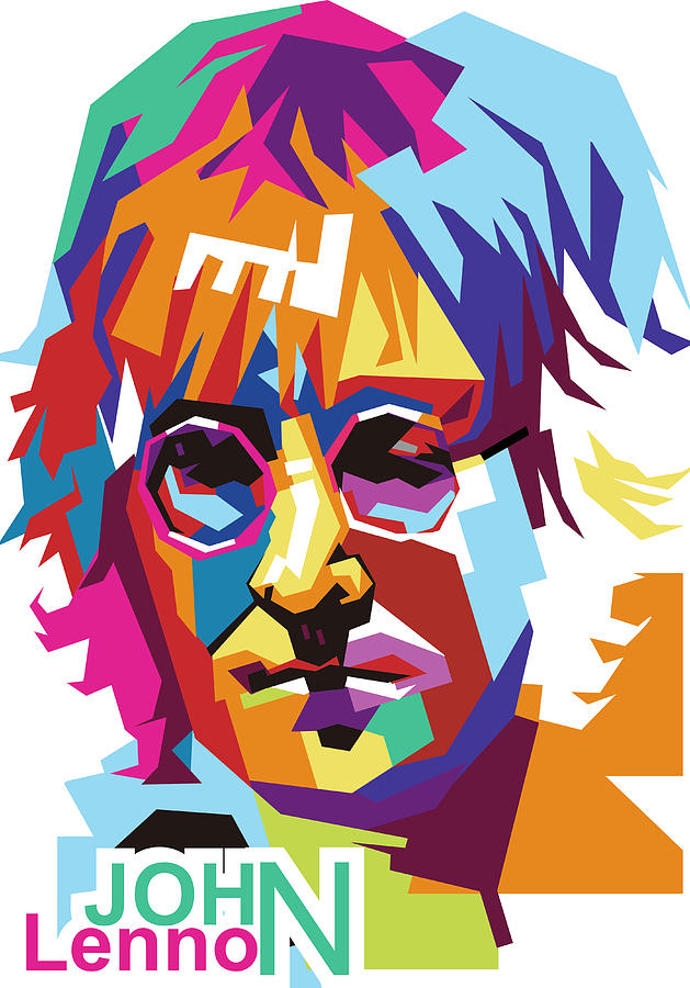 John Lennon White Bg Wpap Pop Art Digital Art