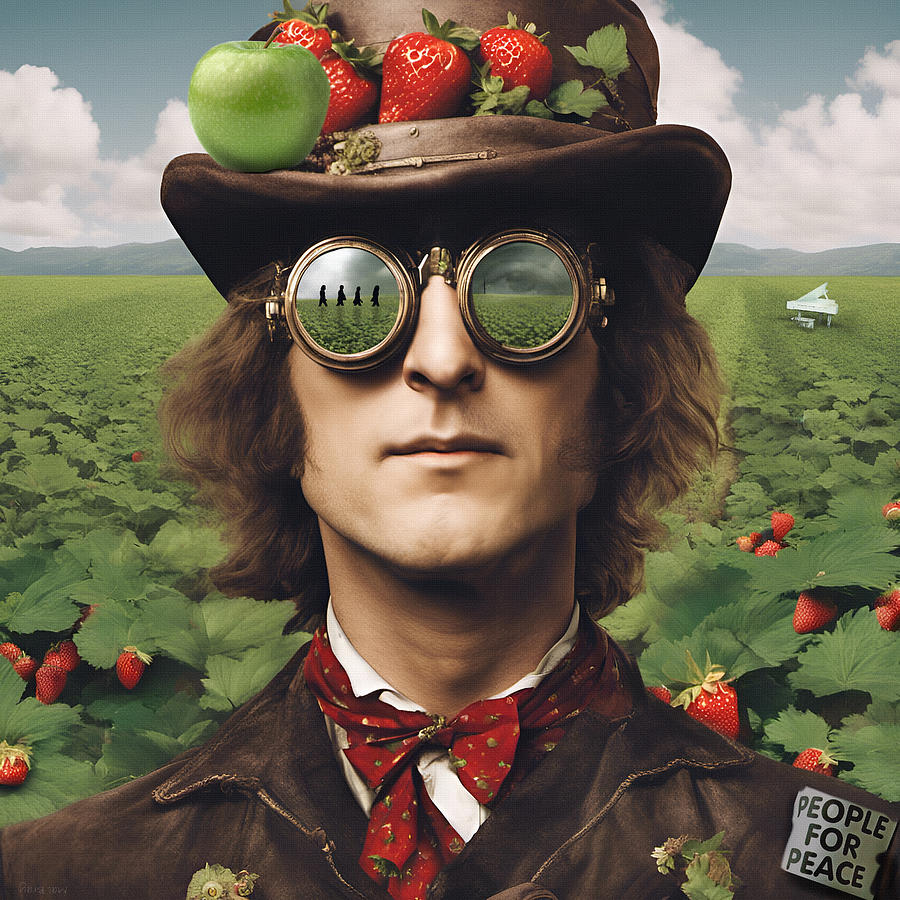 John Lennon Strawberry Fields Forever Steampunk Digital Art by Mal Bray