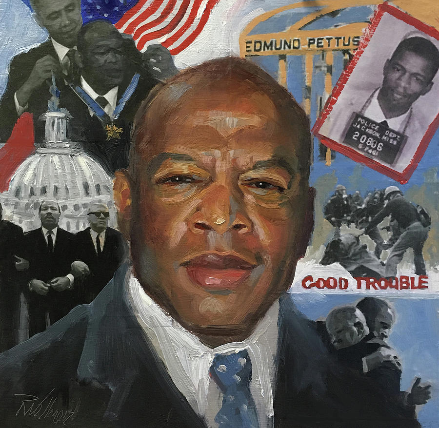 Blm Painting - John Lewis - Good Trouble by Robin Wellner