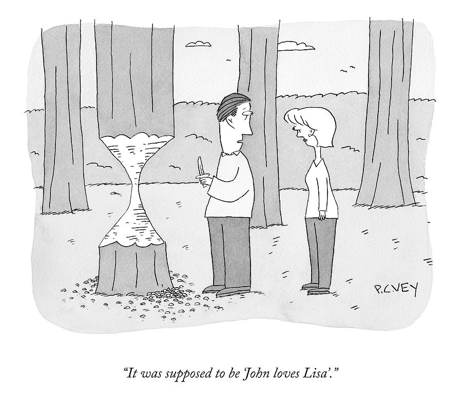 John Loves Lisa Drawing by Peter C Vey