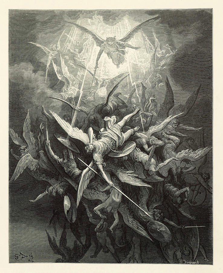 John Milton's Paradise Lost - The Fall of the Rebel Angels by Gustave ...