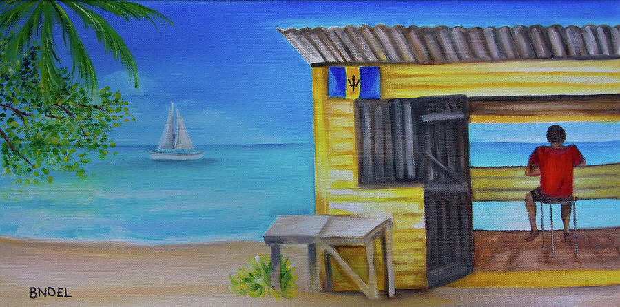 John Moore Barbados Beach Bar Painting by Barbara Noel