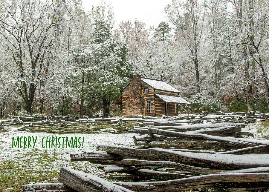 John Oliver Cabin Christmas Card Photograph by Marcy Wielfaert
