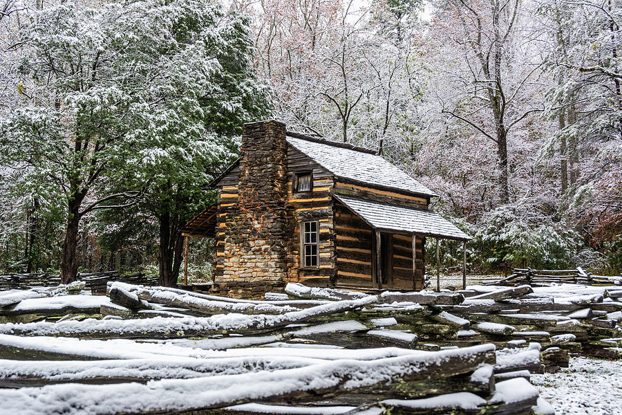 John Oliver Cabin in Snow View Four Photograph by Douglas Wielfaert