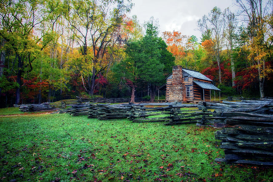 Mountain Photograph - John Olivers Cabin in Cades Cove by Rick Berk