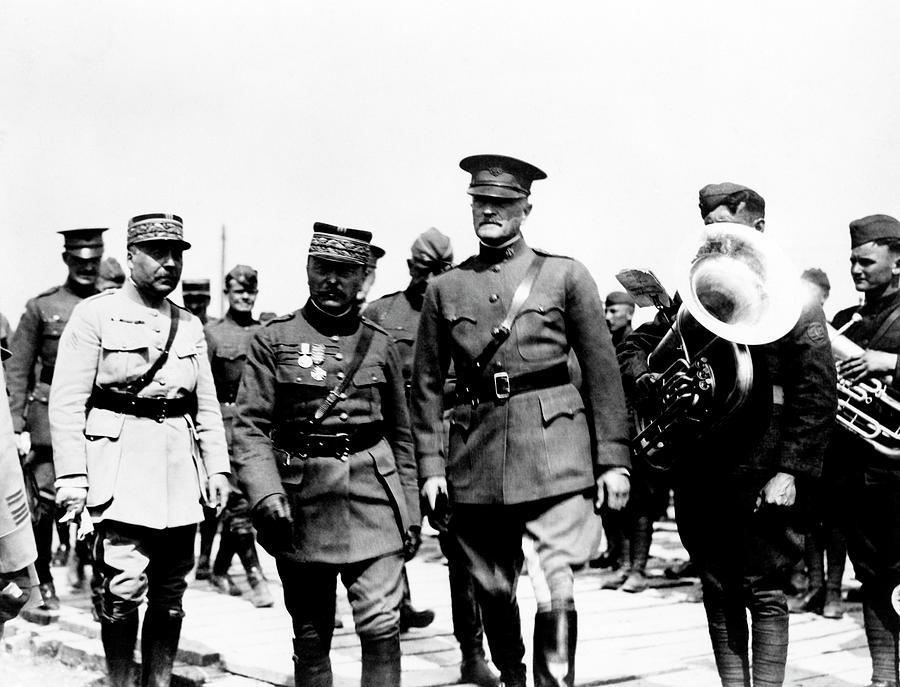 John Pershing and Other Officers - France - 1919 Photograph by War Is Hell Store