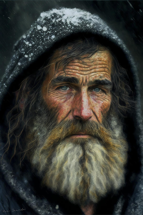 John - Portrait of a homeless man Digital Art by Kai Saarto