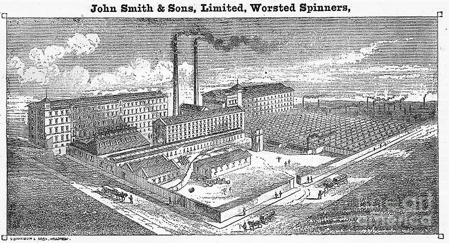 John Smith and Sons Limited, Worsted spinners, Field Head Mills, Bradford 1893 Drawing by Mick Flynn
