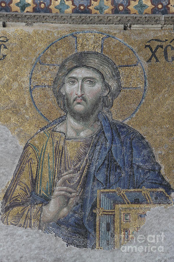 John The Baptist Detail of Deesis Mosaic - Hagia Sophia - Istanbul Photograph by Christiane Schulze Art And Photography