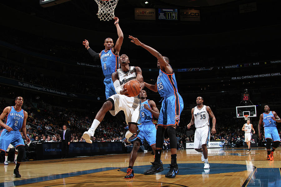 John Wall, Kevin Durant, and Russell Westbrook Photograph by Ned Dishman John Wall, Kevin Durant, and Russell Westbrook Photograph by Ned Dishman