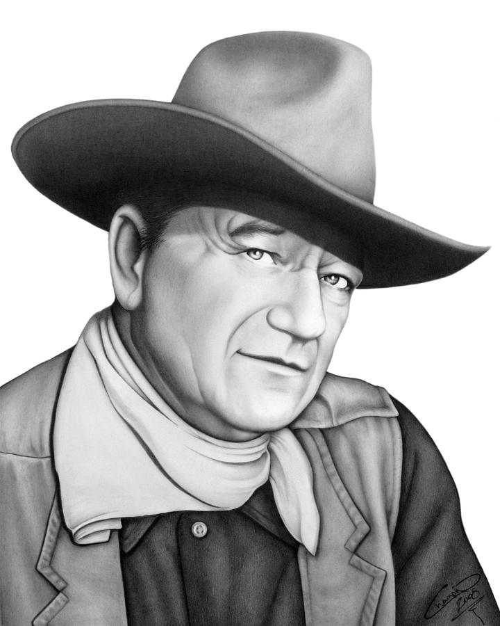 John Wayne The Duke Drawing by Champin Portraits