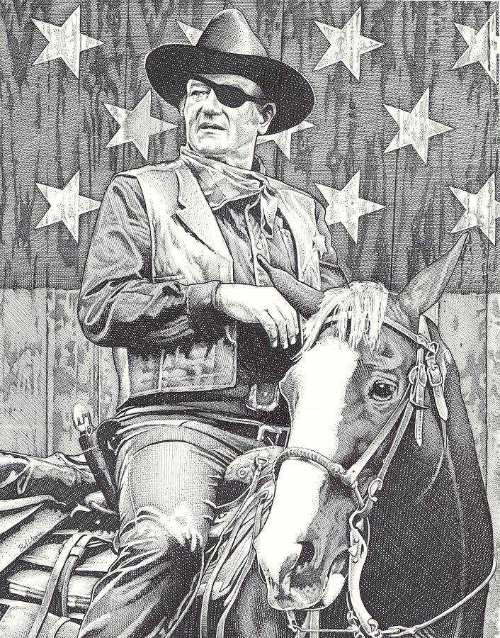 John Wayne True Grit Drawing by Bob Weaver