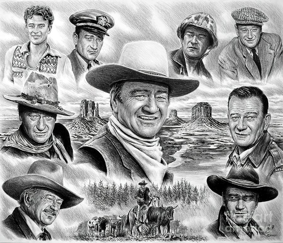 John Wayne Collage Tapestry - Textile by Sebastian Tanya | Pixels