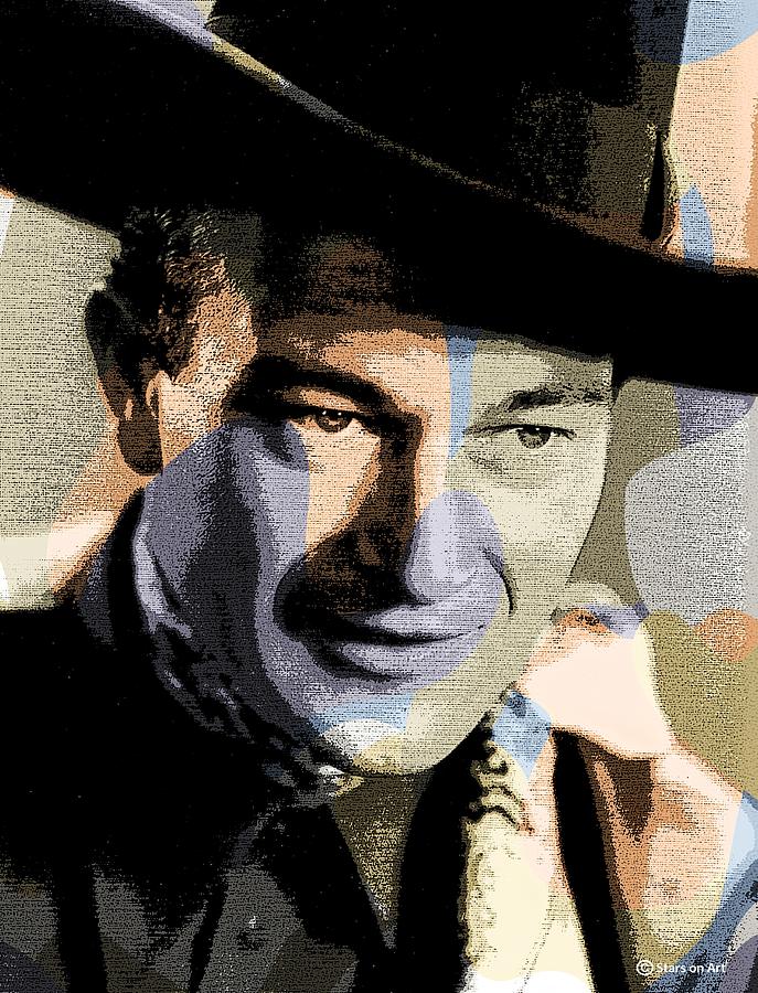 John Wayne modernized portrait Mixed Media by Movie World Posters