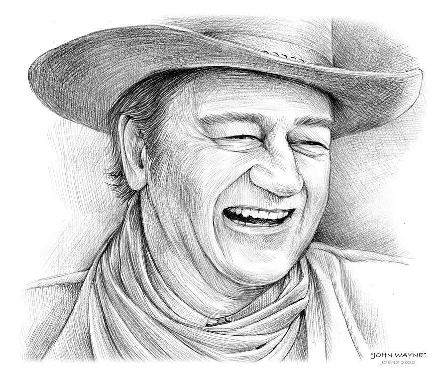 John Wayne - pencil sketch Drawing by Greg Joens