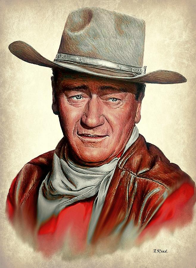 John Wayne Portrait Mixed Media by Andrew Read