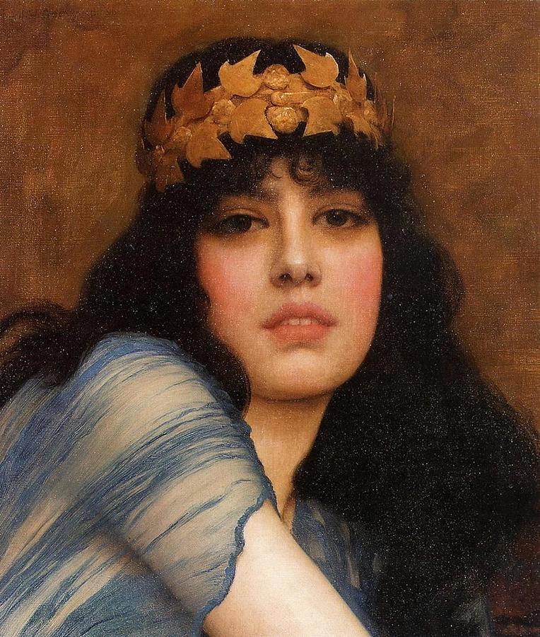 John William Godward - Head of a Girl also known as The Priestess ...