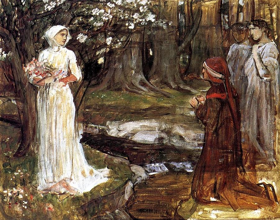 John William Waterhouse - Study for Dante and Matilda Painting by Les Classics