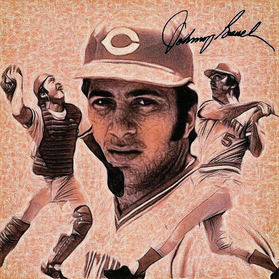 Johnny Bench Collage Digital Art by Bob Smerecki - Pixels