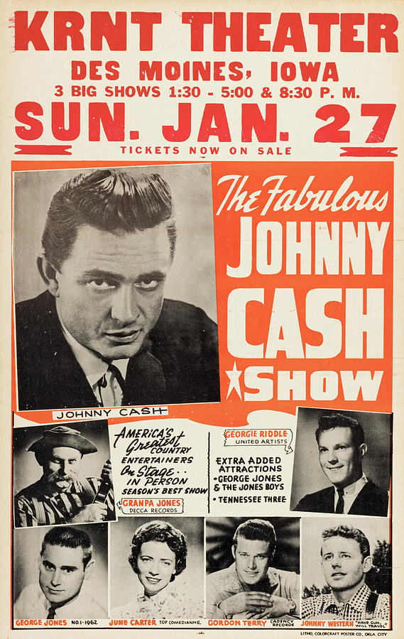 Johnny Cash Digital Art - Johnny Cash 1963 by Pop Culture