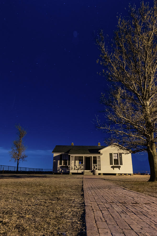 Johnny Cash Boyhood Home In Color At Night Photograph