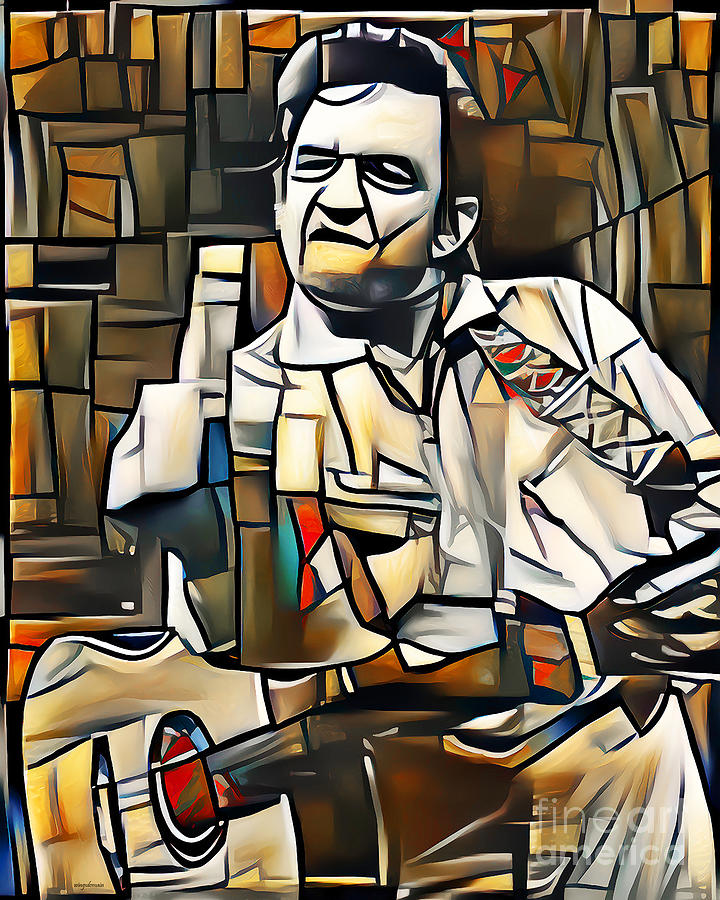 Johnny Cash In Vibrant Contemporary Cubism Colors 20210509 Photograph by Wingsdomain Art and Photography